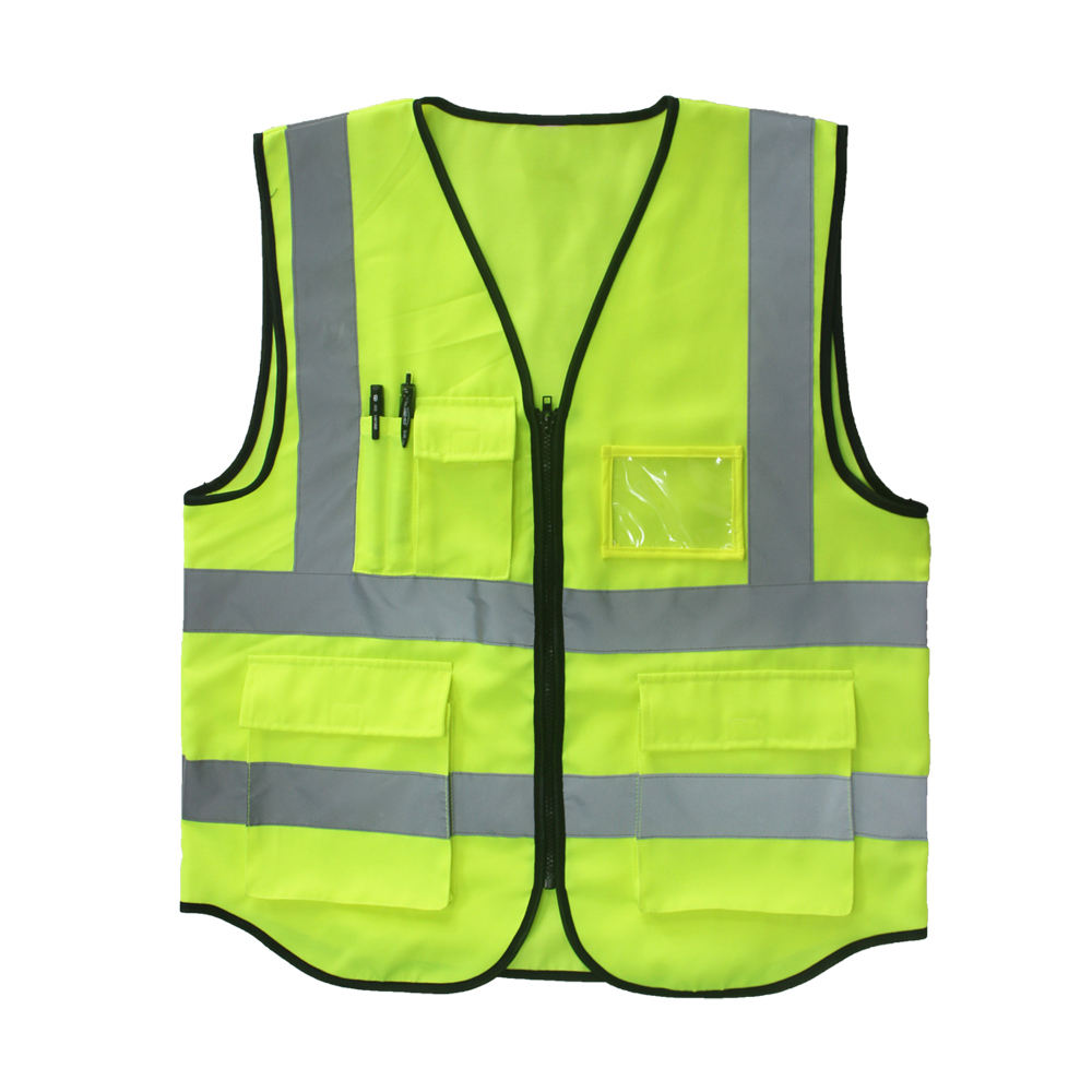National Apparels Customized Black Reflective Safety Vest Company Logo With Pockets Custom Color Fluorescent Visibility Work Class 2 Safety Vest